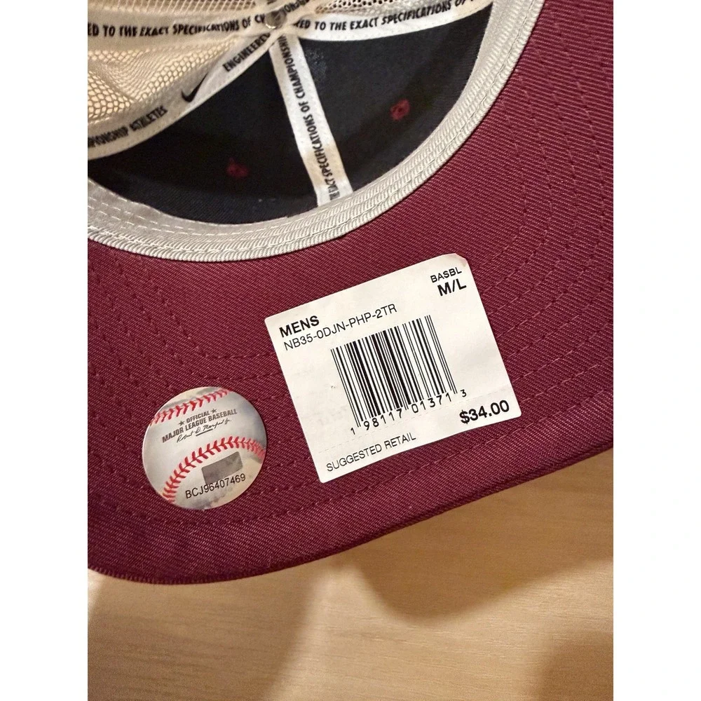 Philadelphia Phillies Hat Cap SnapBack Mens Burgundy White MLB Trucker Nike M/L